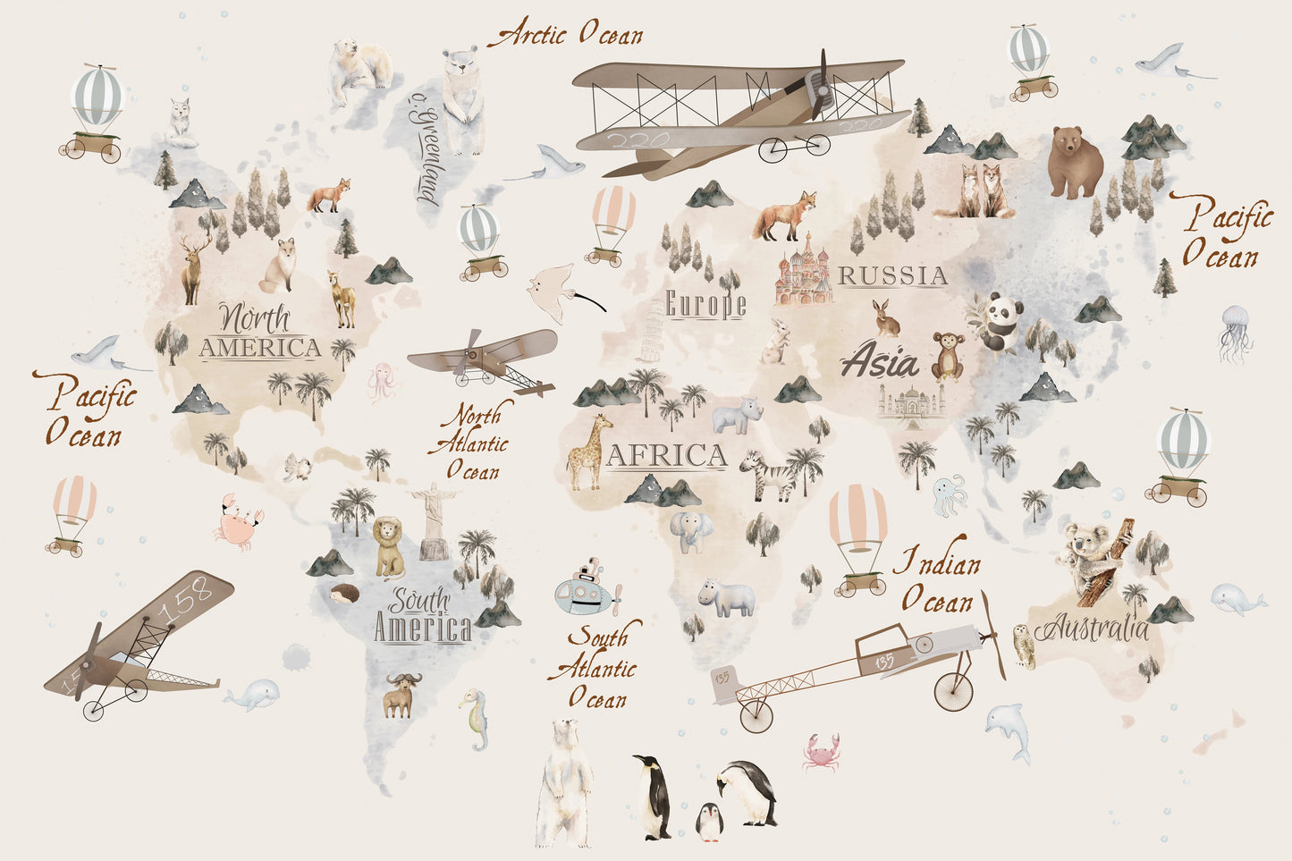 Mapa mundi beige