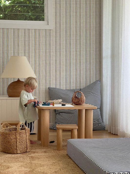 Lineal azul y mostaza