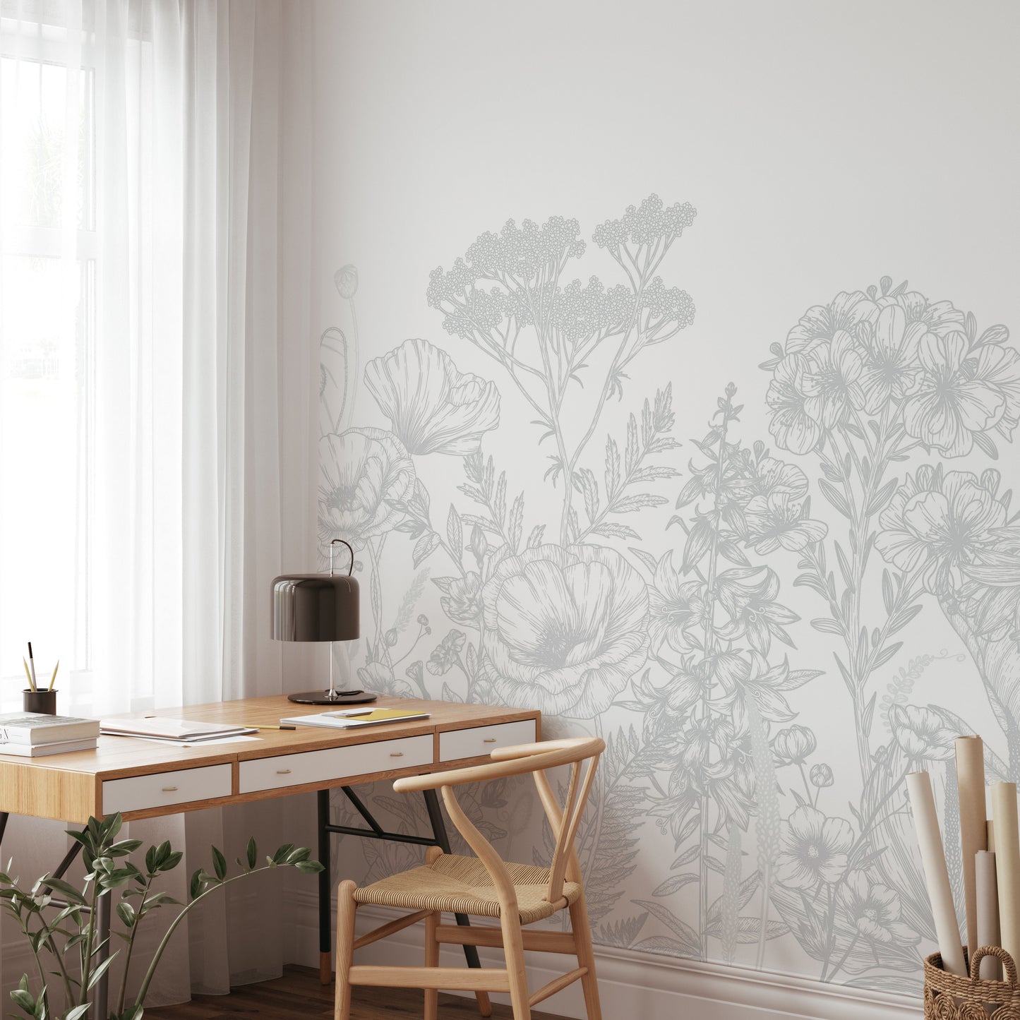 Floreciendo en grande gris