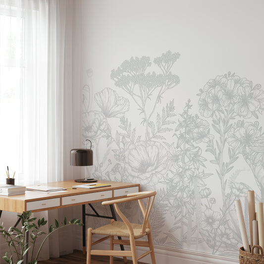 Floreciendo en grande gris