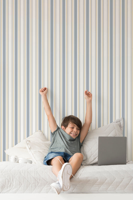 Líneas celeste y mostaza