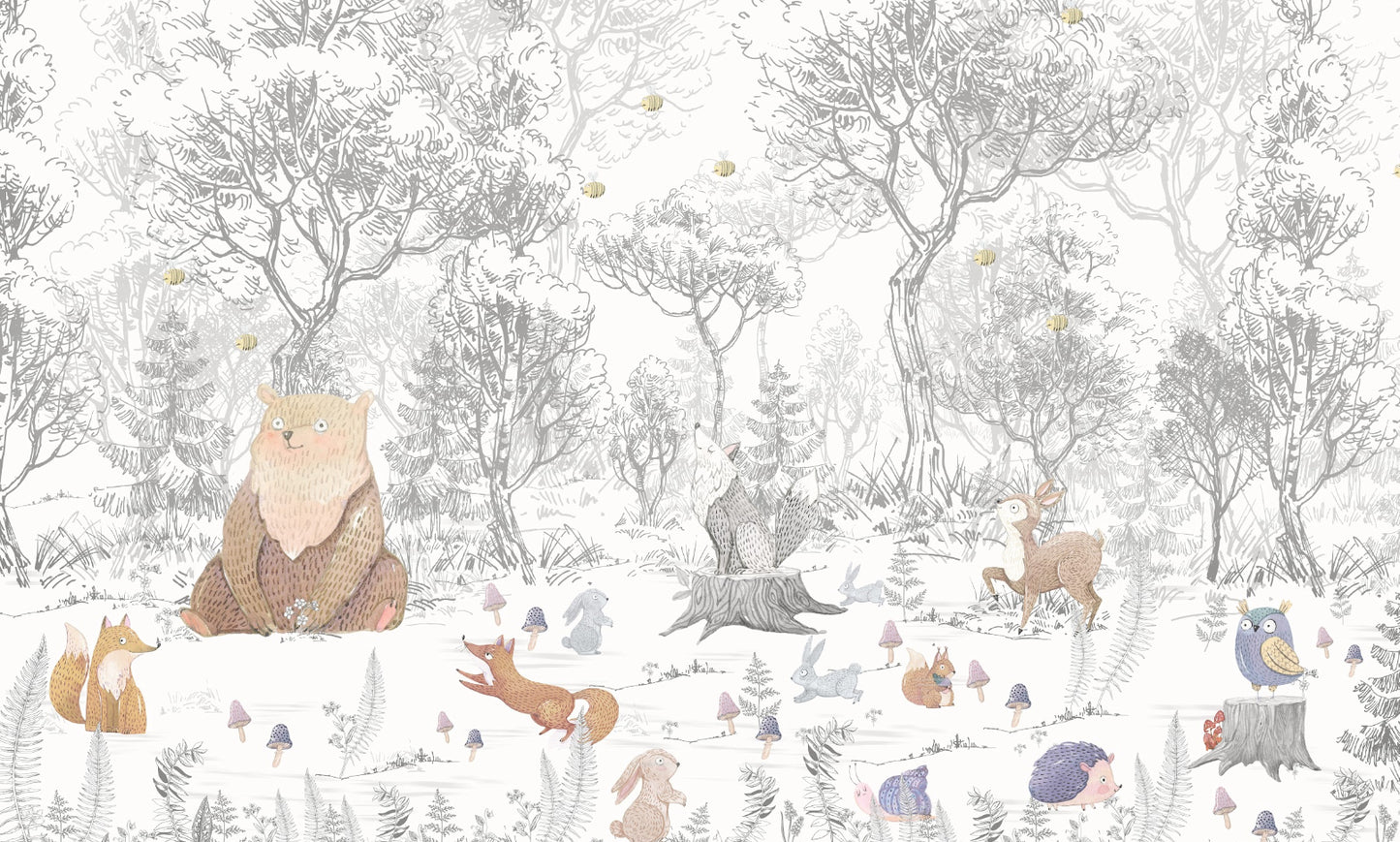 Animales del bosque gris