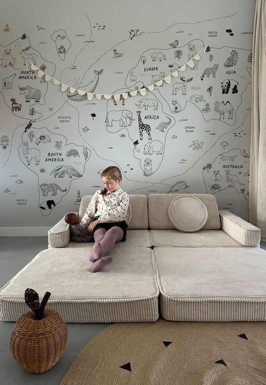 Mapa mundi a trazo B/N