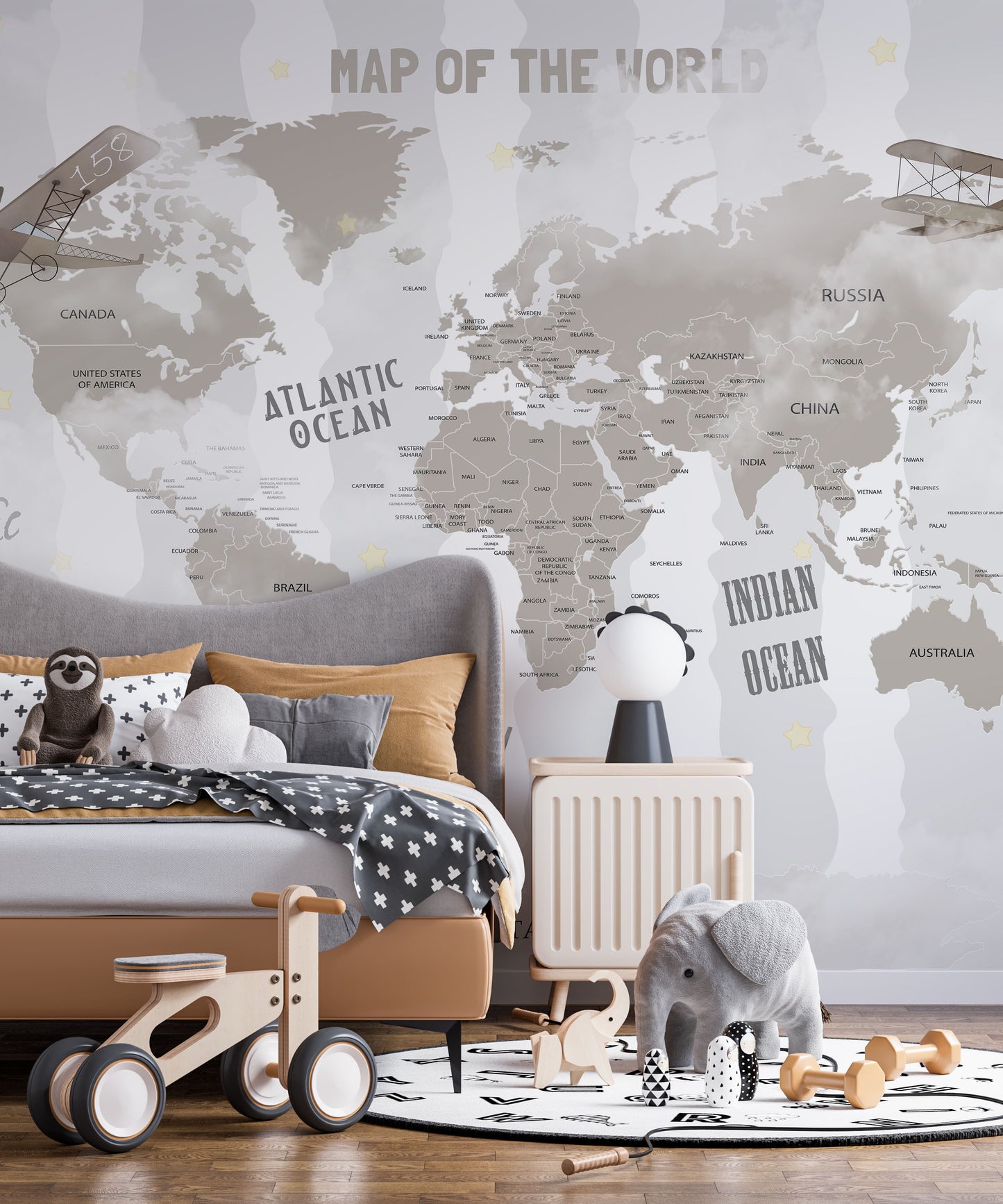 Mapa mundi lineas gris